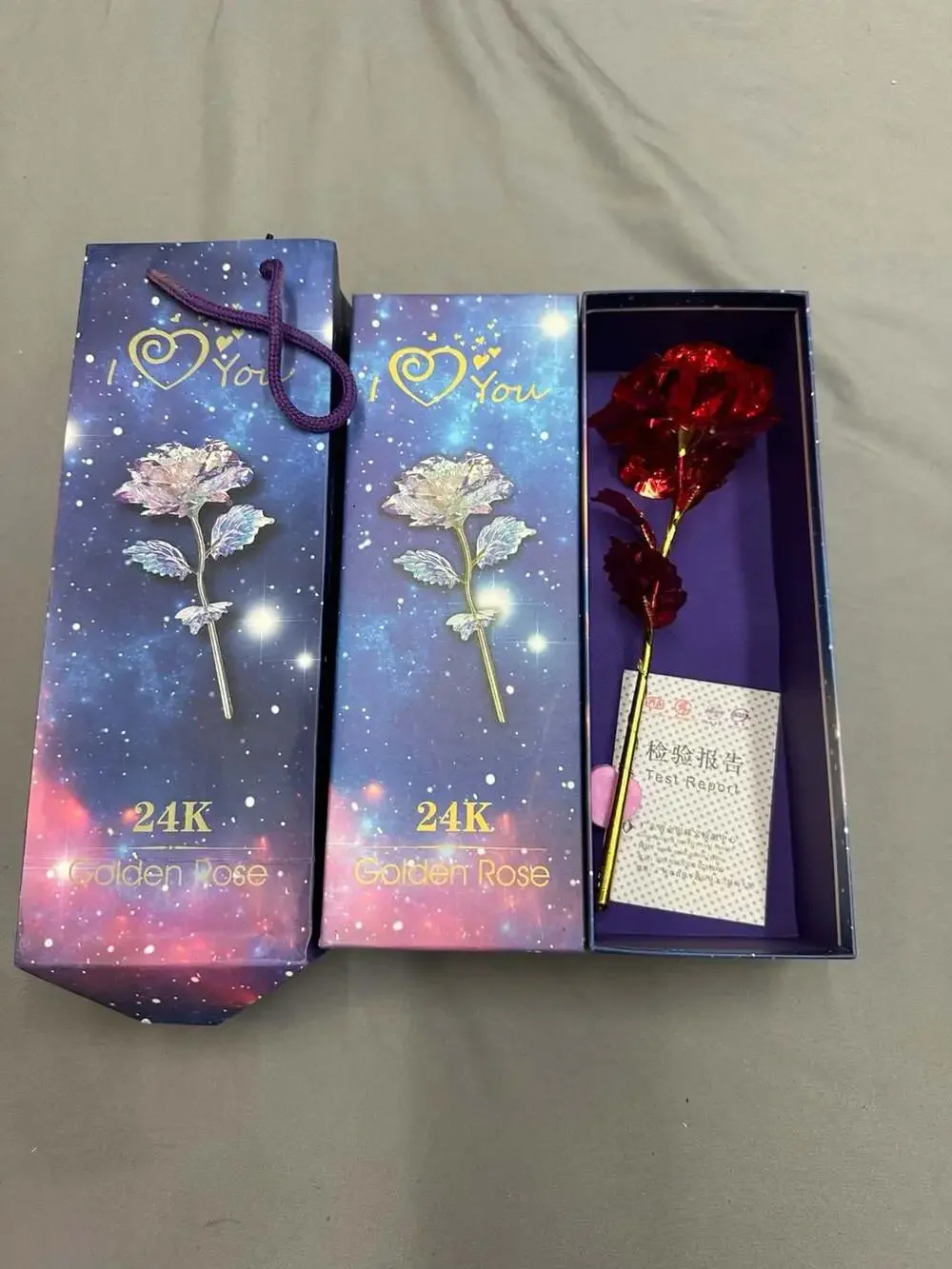 24K Foil Plated Artificial Golden Rose Gift Set with LED Light and Gift Box